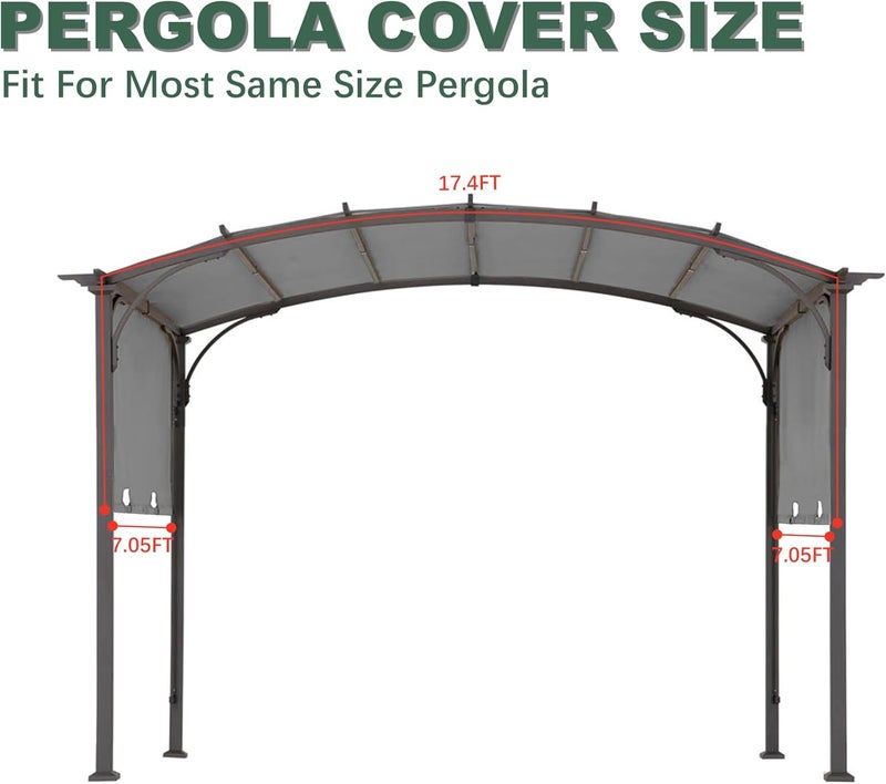 SCOMANAGE 85''x 208'' Universal Doubleton Steel Pergola Replacement Cover for Pergola L-PG080PST, (Gray) - Image 4